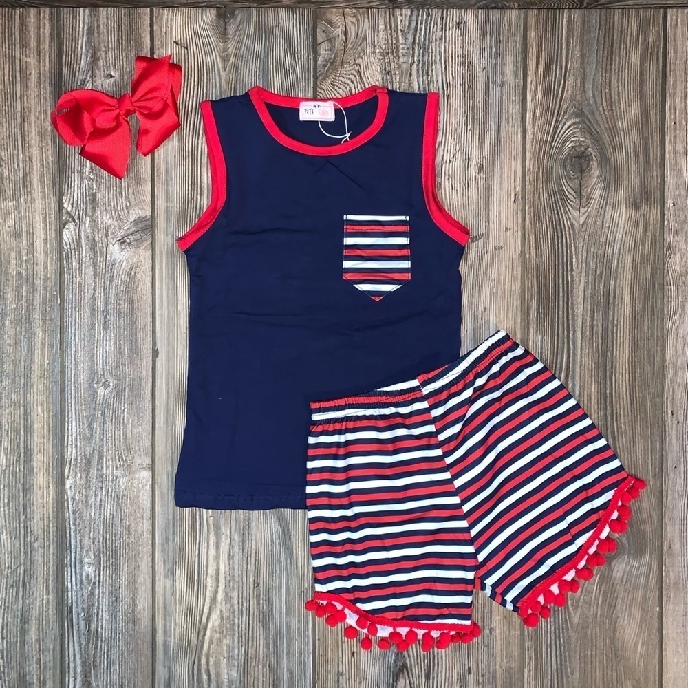 Pete + Lucy Red white & Blue  Short Set